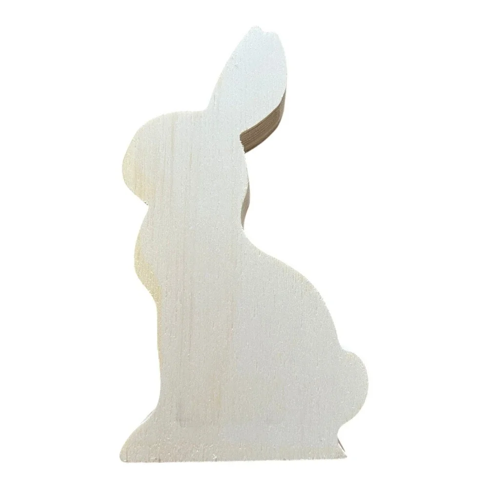 Celebrate It Wooden Bunny Shape Craft DIY Easter Decor Natural Wood Brand New